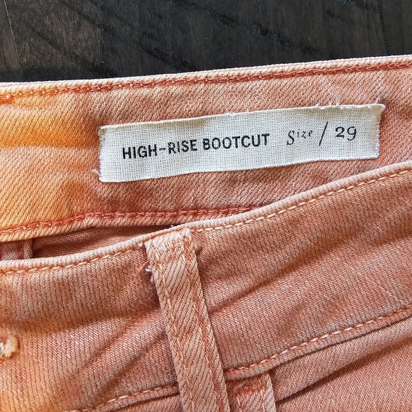 Pilcro & the Letterpress x Anthro High Rise Crop Bootcut Jeans, Size 29, Orange - Picture 11 of 14